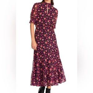 Betsey Johnson floral chiffon maxi dress, size XL